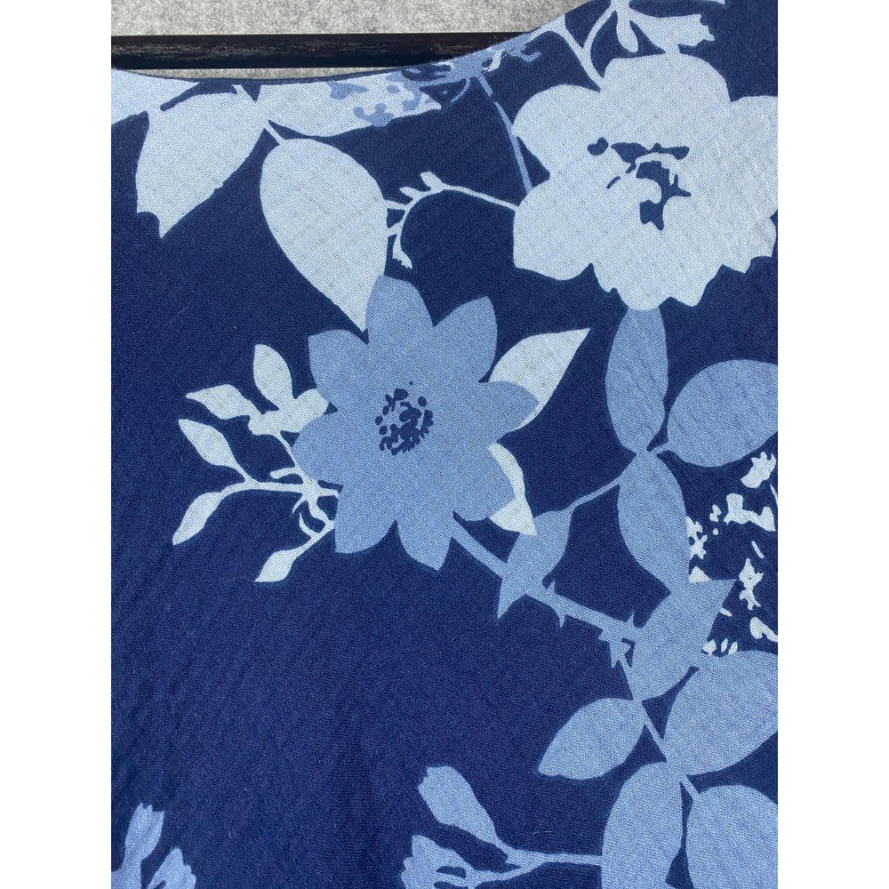 Coldwater Creek Womens 2X Blue Floral Cotton V-Neck Ruffle Hem Dress 605184 - Picture 8 of 8